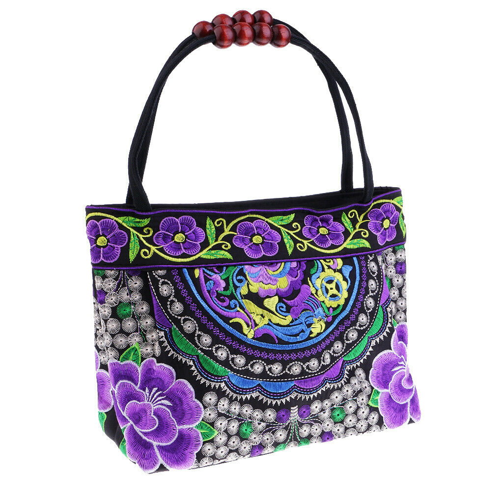 Handmade Double-sided Flower Embroidered Shoulder Bag Women Bags # 7