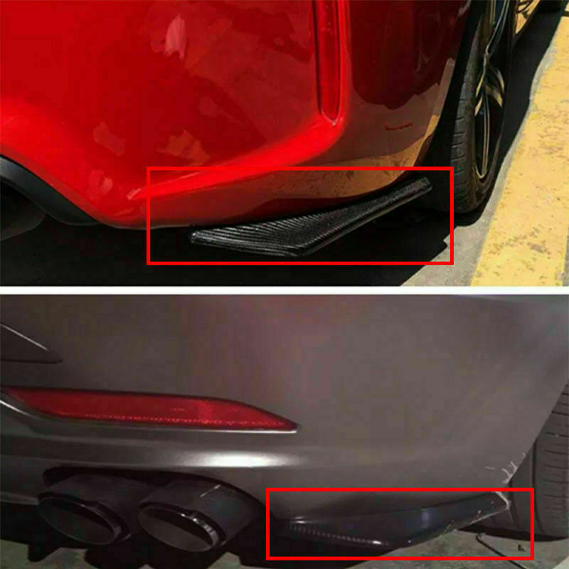 Pair Auto Carbon Fiber Style Rear Bumper Lip Diffuser Splitter Canard Protector
