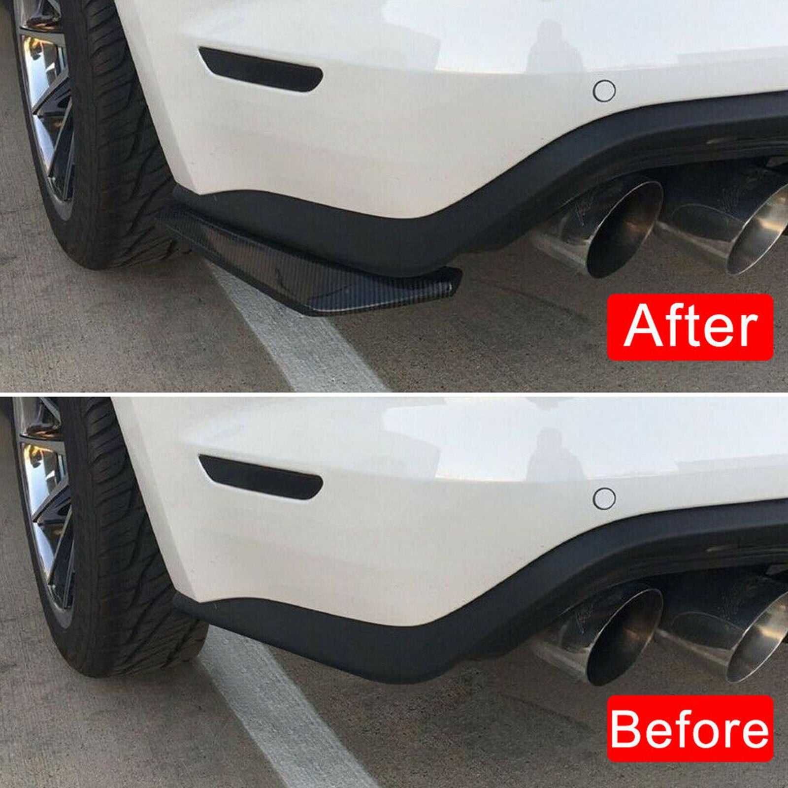 Carbon Fiber 2PCS Rear Bumper Lip Diffuser Splitter Canard Protector Accessories