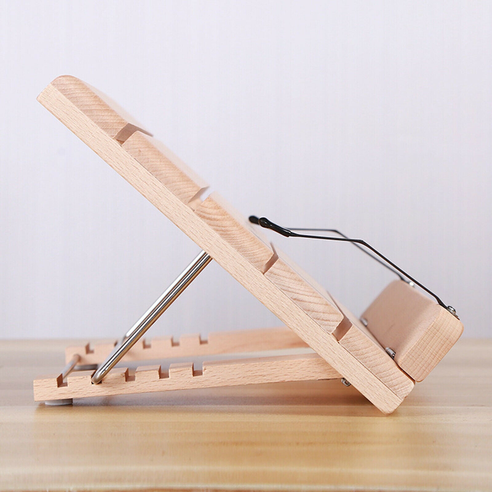 Folding Beech Book Stand Holder PC Magazines Textbooks Desk Table Easel