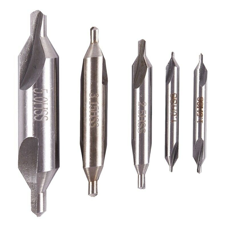 5 x HSS Drill Bits Drills Combined Center Center Countersink Bit Tool 60th GraD7