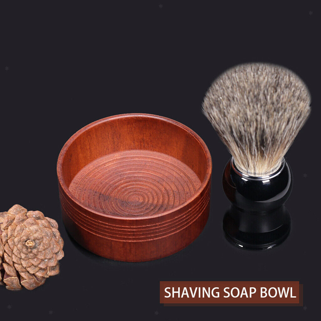 MagiDeal Men Oak Wood Shaving Cup Bowl Beard Mustache Shave
