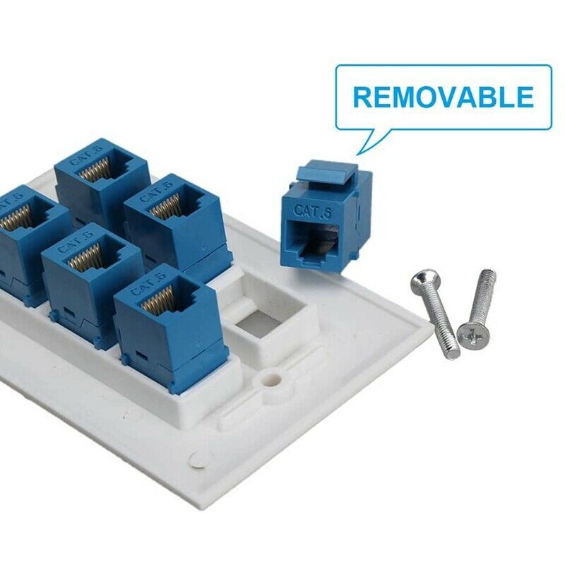 Cat 6 Ethernet Wall Plate 6 Port,Ethernet Wall Plate Female-Female Removable CD7