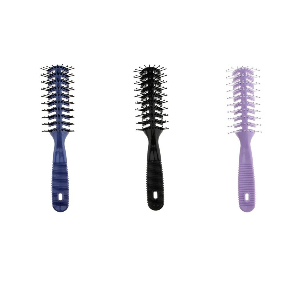 Plastic Styling Hair Brush Ribs Comb Anti-Static Salon Curly Hair Brush Blue