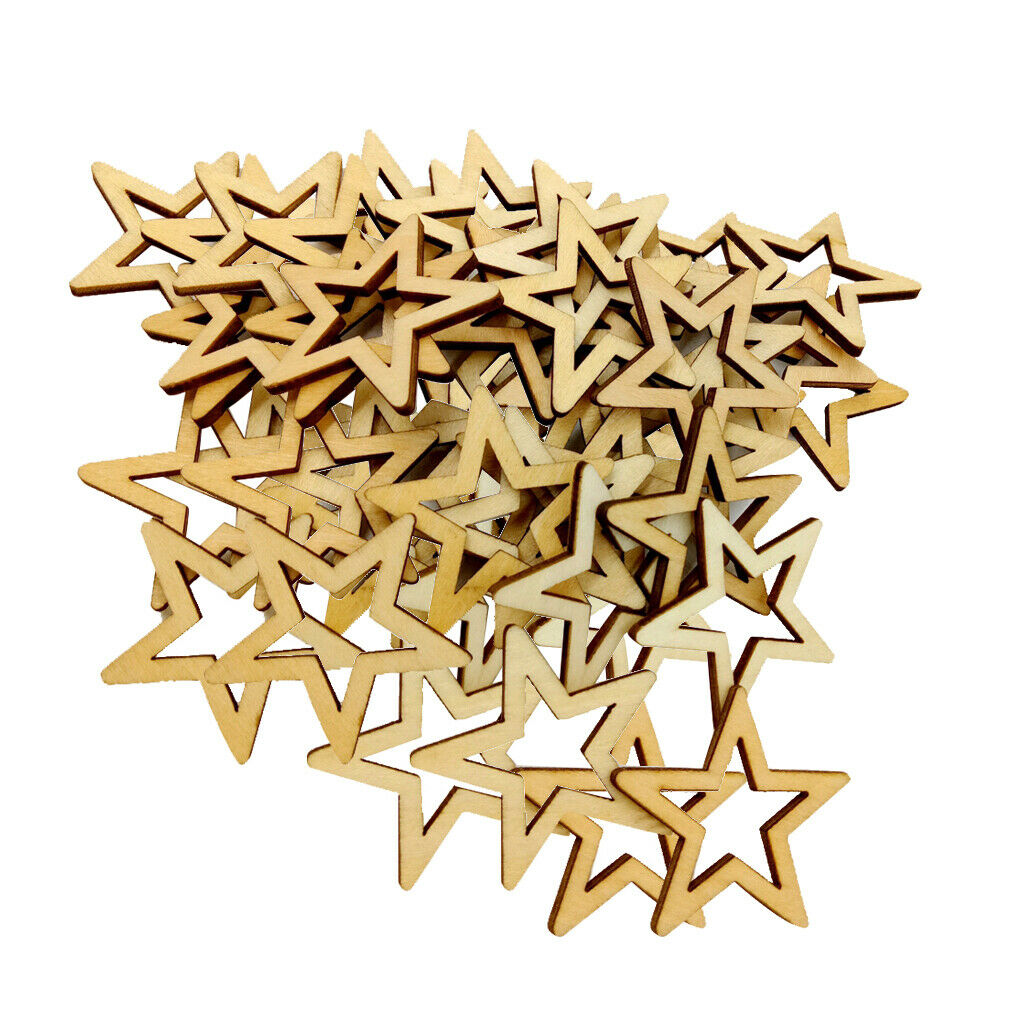 50x Natural Wood Shapes Blank Silces for Gift Tags Scrapbooking Home DEcors