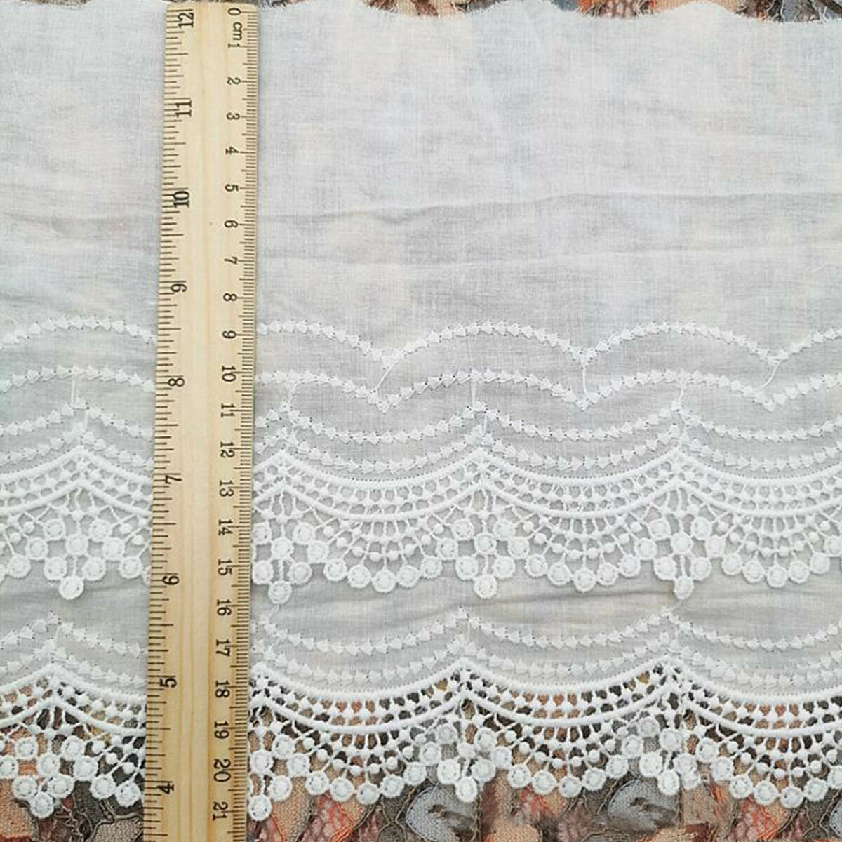 3 Yards Cotton Floral Embroidery Lace Trim Dress Curtain Fabric Ribbon Sewing