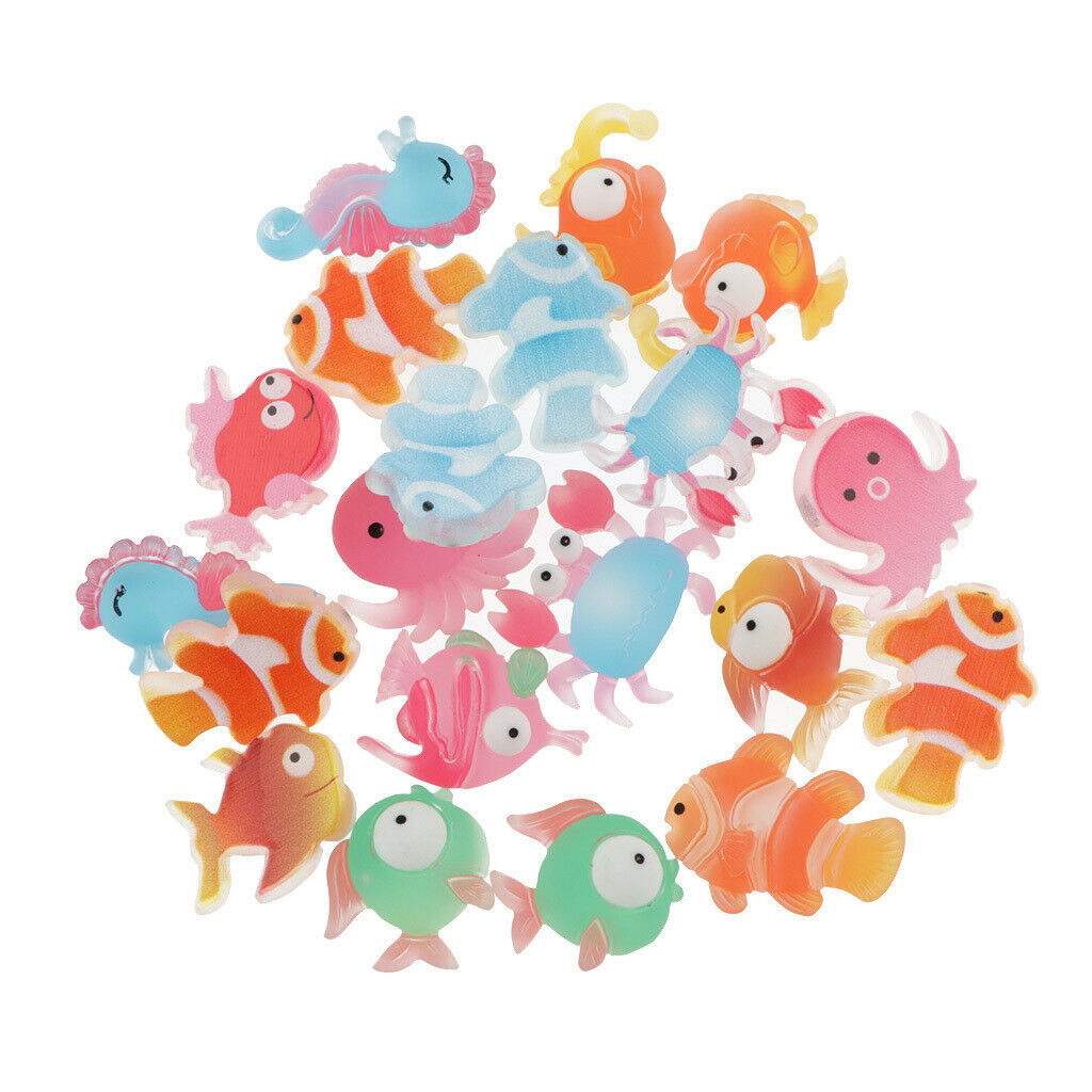 30Pcs Cartoon Fish Flatback Cabochons Crafts DIY Phone Case Embellishments