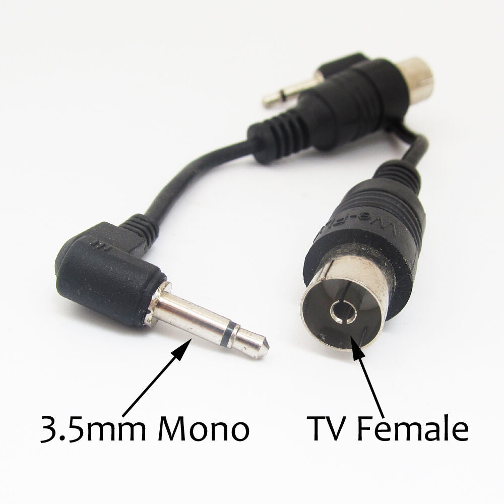 50pcs 10cm 3.5mm Mono Male Plug to TV Pal Female Adapter Cable Nickel Black
