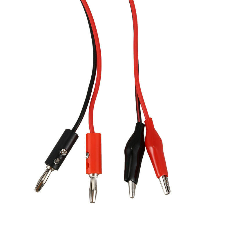 2 Pcs Red Black Banana Plugs to Alligator Clips Probe Test Cable 1M F9C4C4