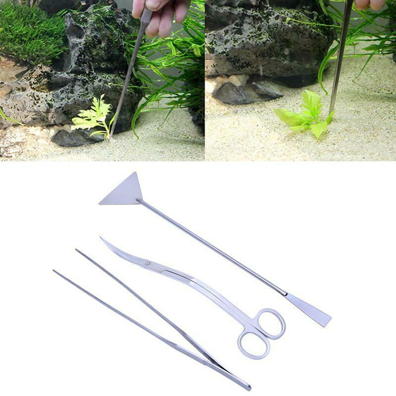 3Pcs Aquarium Aquatic Live Plants Maintenance Tweezers Scissors Leveler Tool Kit