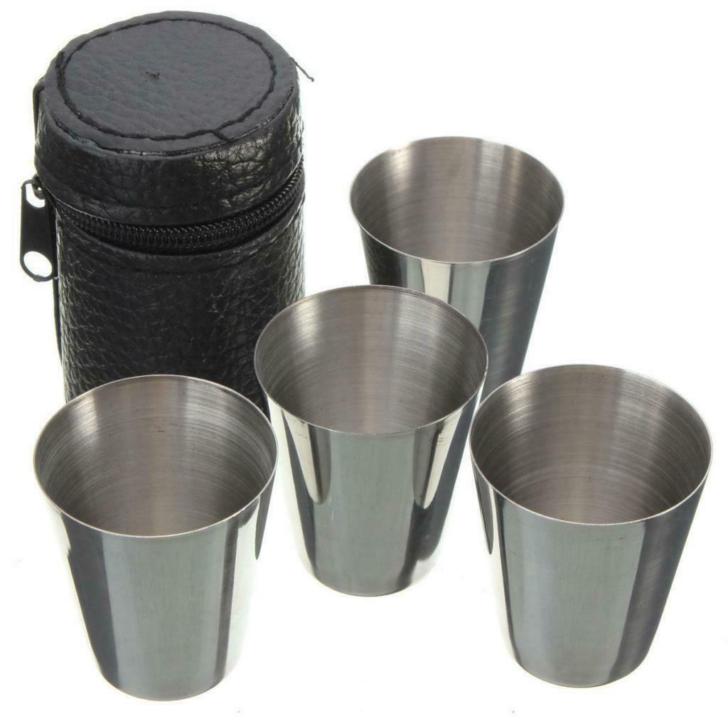4x Wine Cup Drink Beer Tea Tumbler with Cover for Camping Travel
