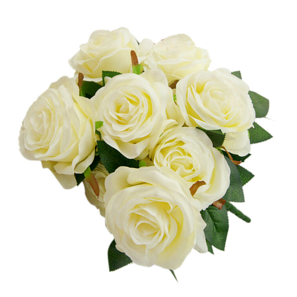 Artificial Rose Flower Shaped Table Vase Composition Simulation Bouquet, White