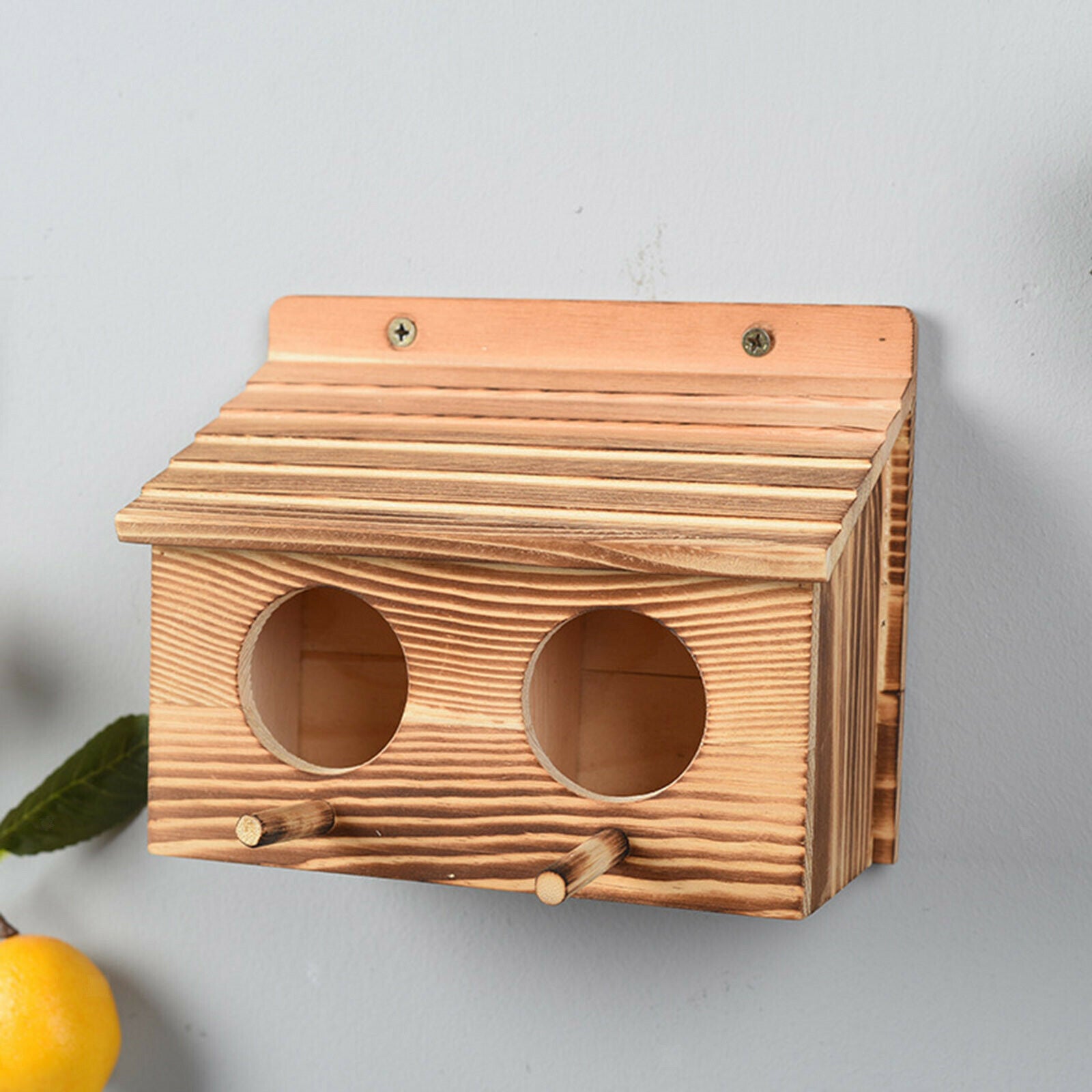Wooden Birdhouse Garden Decor with 2 Holes