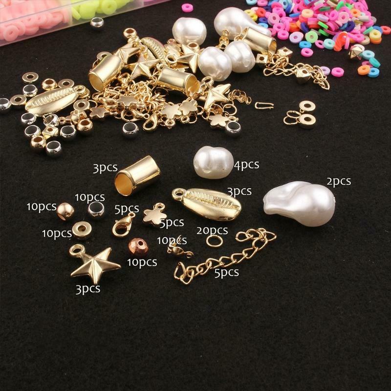 Mixed-Colour Flat Round Polymer Clay Beads DIY Jewelry Making Bracelet
