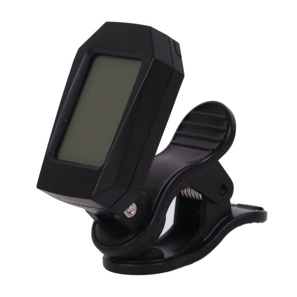 Clip On Tuner with LCD Display for Guitar Bass Ukulele Banjo Violin Black