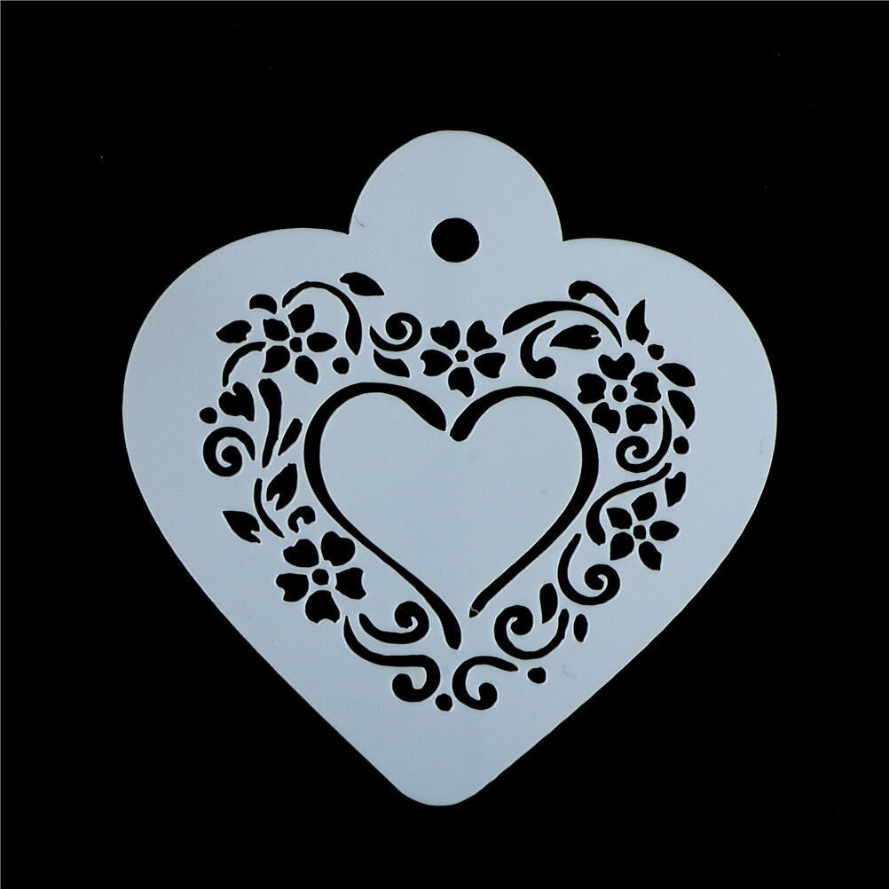 Valentine Cappuccino Coffee Stencils Cake Template Mold Strew Flowers To .l8