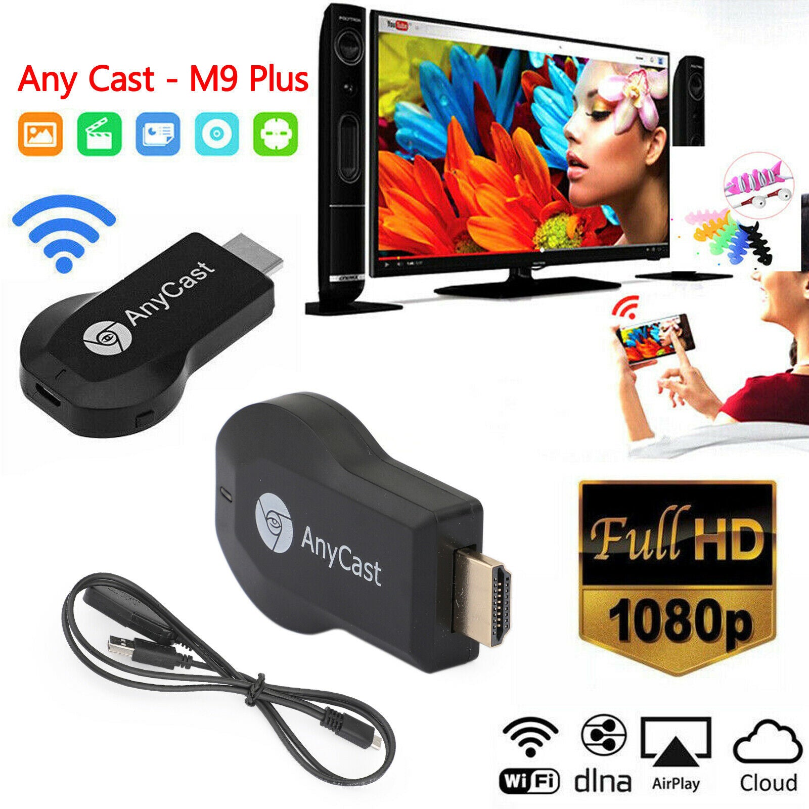 Anycast 4K M9+ Air Play HDM TV Stick WIFI Display Receiver Dongle Streamer A2