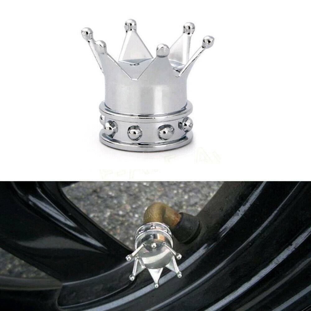4pcs Chrome Crown Tyre Tire Valve Stems Air Dust Caps Cover Car Truck Wheel