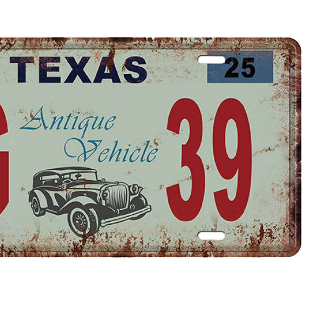 Texas Metal Tin Sheet Sign Retro Picture Wall Decor Plaque - Car Number