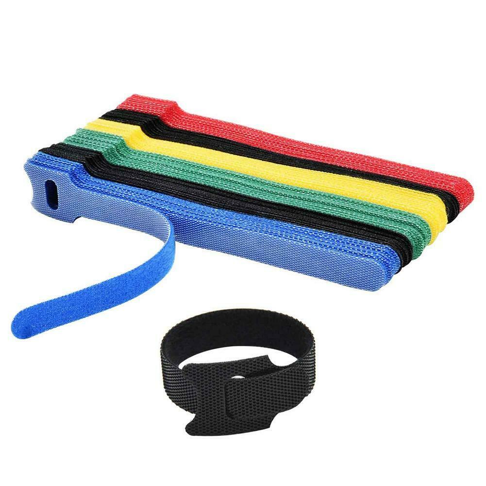 50Pcs Reusable Cable Cord Nylon Strap Hook Loop Ties Tidy Organiser Wraps Tool