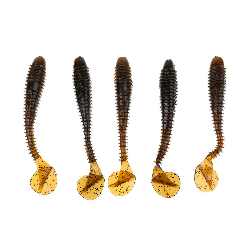 5Piece Lifelike Soft Long Fishing Lure Swimbaits Worm Artificial T Tail Bait