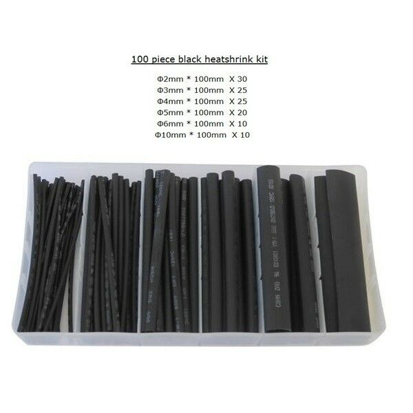 Heat Shrink Tubing Kit black Colors Transparent plastic box shrinkable 6 size