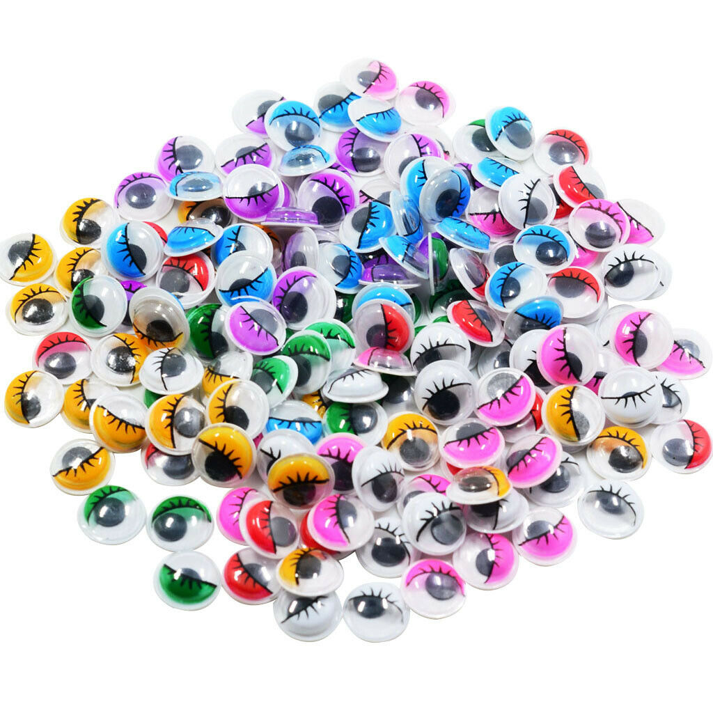 168x Colorful Plastic Wobbly Wiggle Eyes with Eyelashes for Craft Stickers