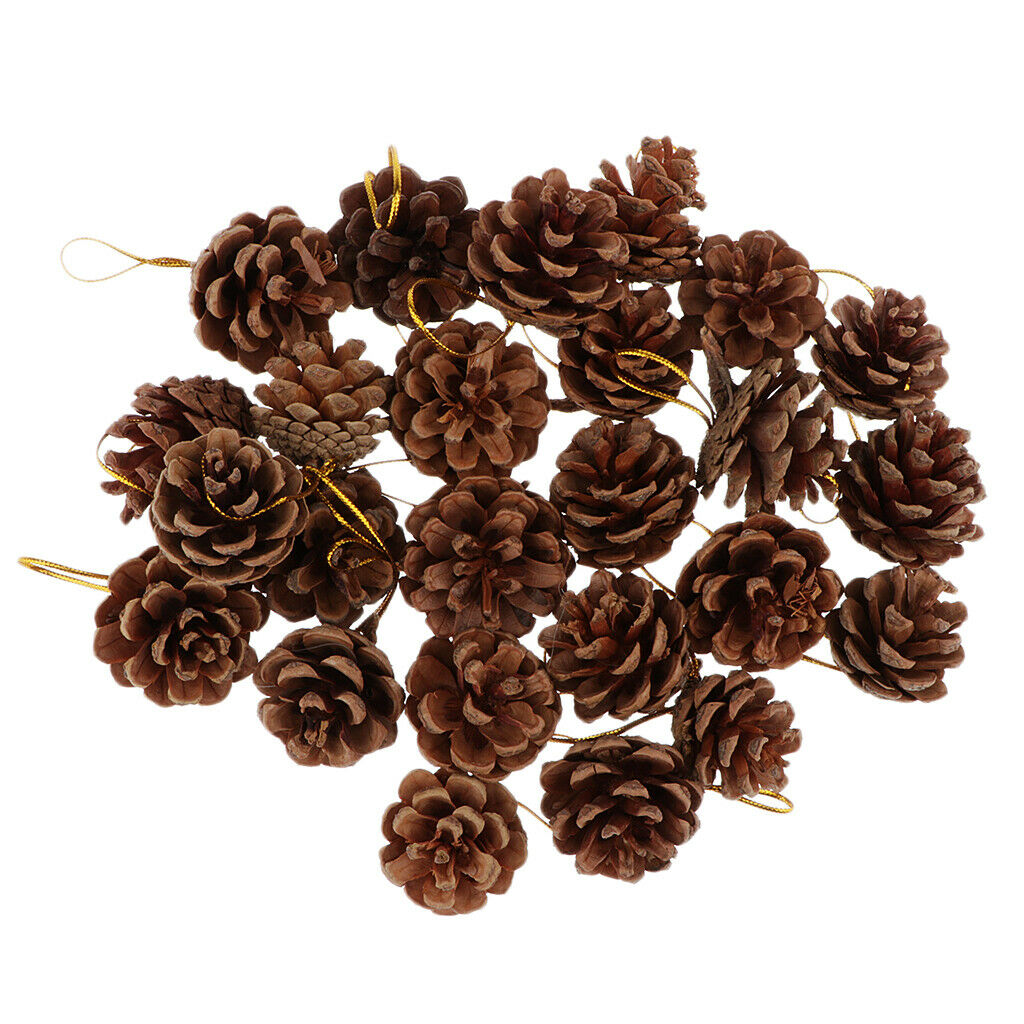 36pcs Suntan Pine Cone Crafts Charms For Christmas Tree Home Hanging Decor