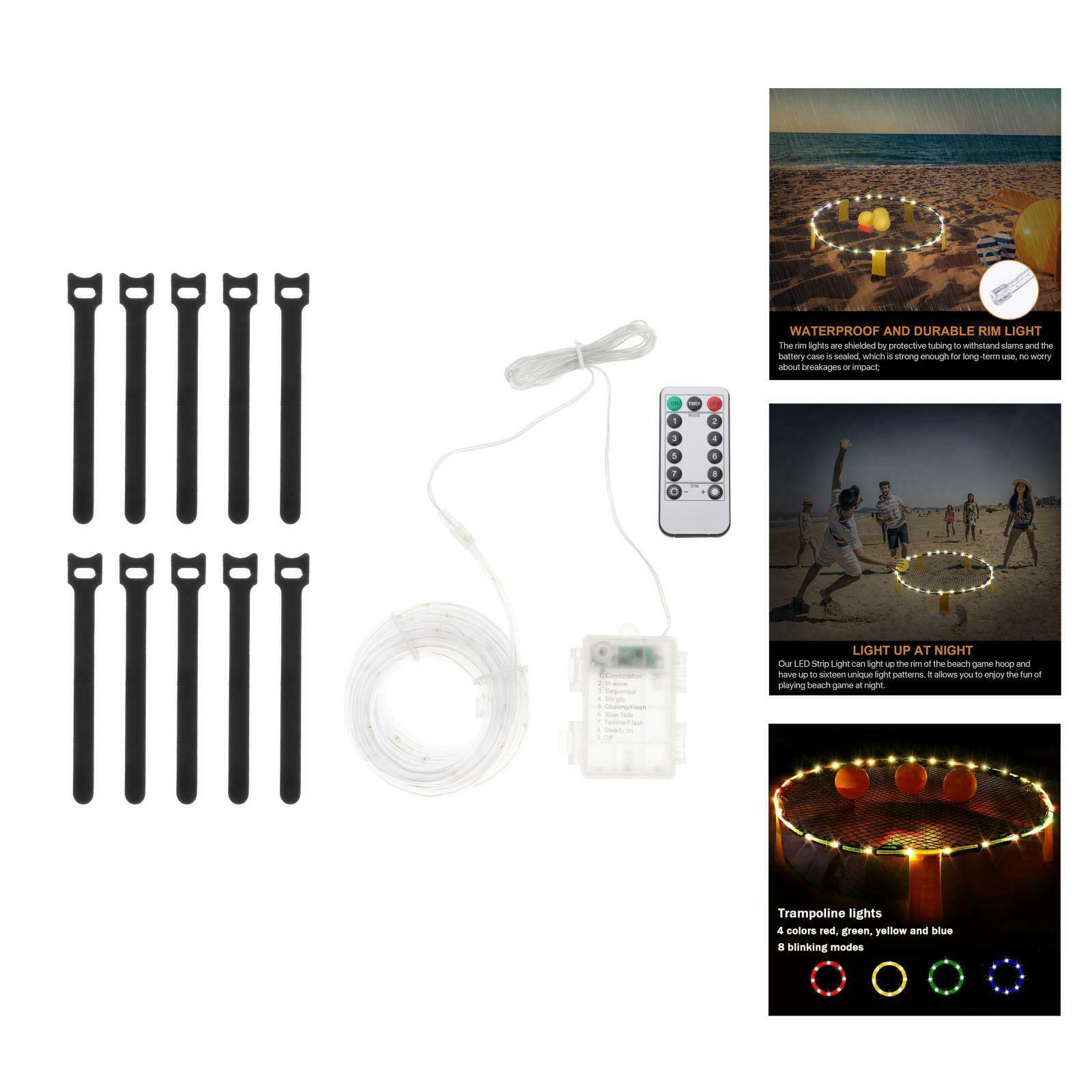 LED Trampoline Lights Rope String Lights 8 Modes Battery Operated Waterproof