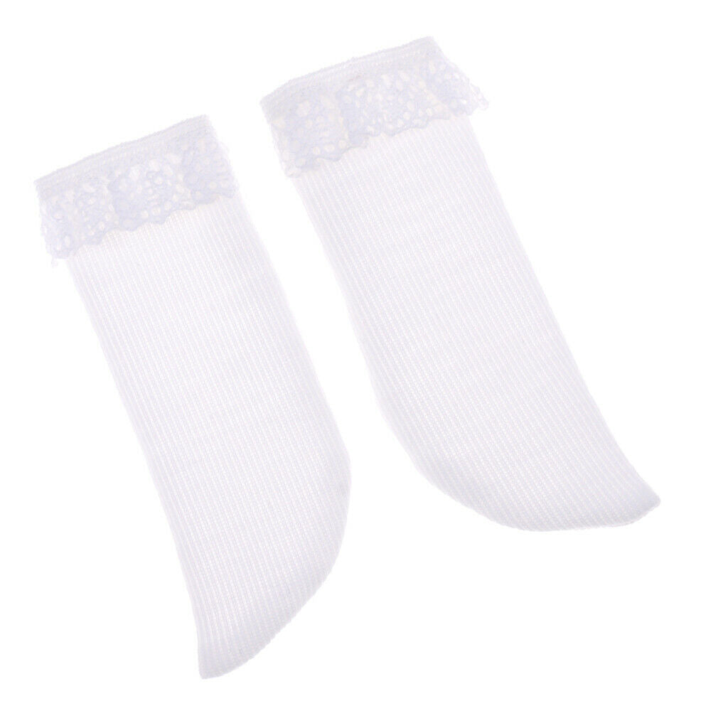 1/4 White Socks with Lace Trim for SD DD   KID DOC BJD Clothes Accessories