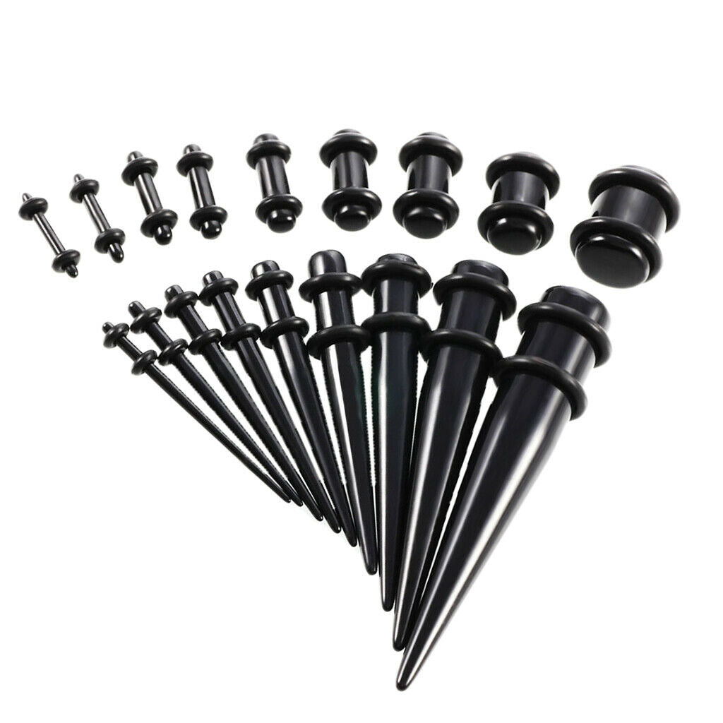 36 Pieces Gauges Kit Tapers and Plugs Acrylic Tunnels 14G-00G Ear Stretching Set