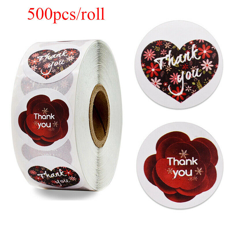 500pcs/roll heart Thank you stickers seal labels scrapbooking for gifts s.l8