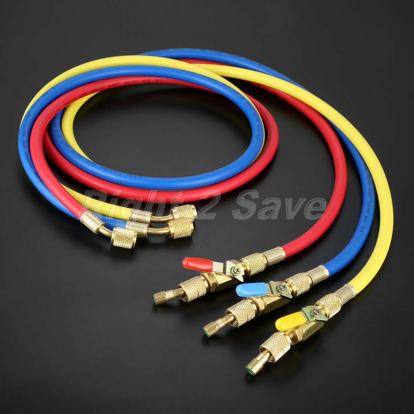 AC Charging 60" Hose Set ball valve Refrigerant R134A for Air Condition