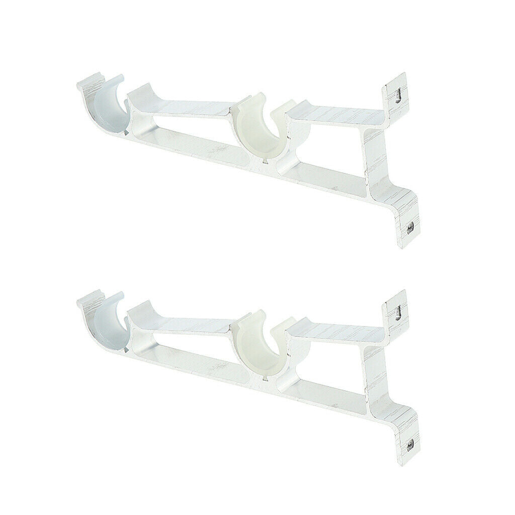 2 Set  Adjustable Sturdy Aluminium Alloy Drapery Curtain Rod Bracket Holder Suit