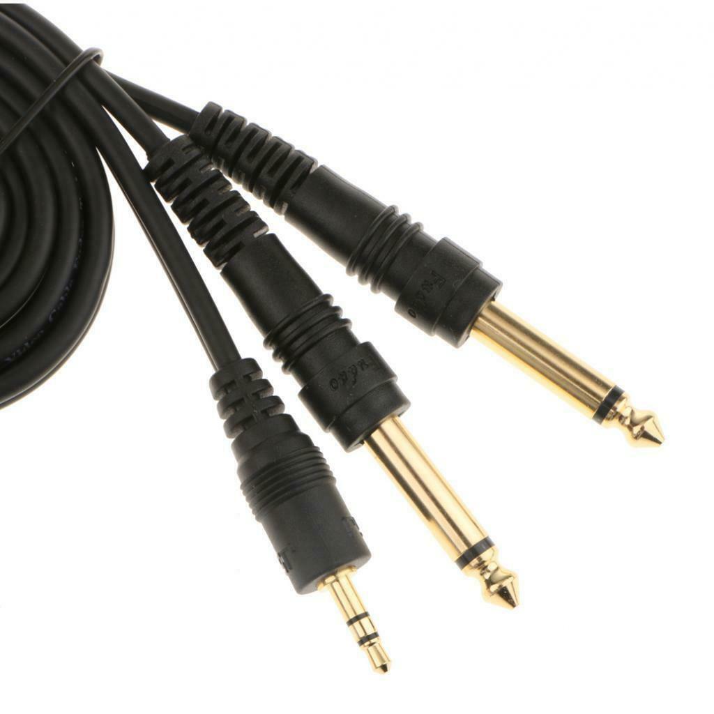 2Pcs 3.5mm Jack Plug To Dual 6.5mm Jack Adapter Male To Male Audio Cable 1m