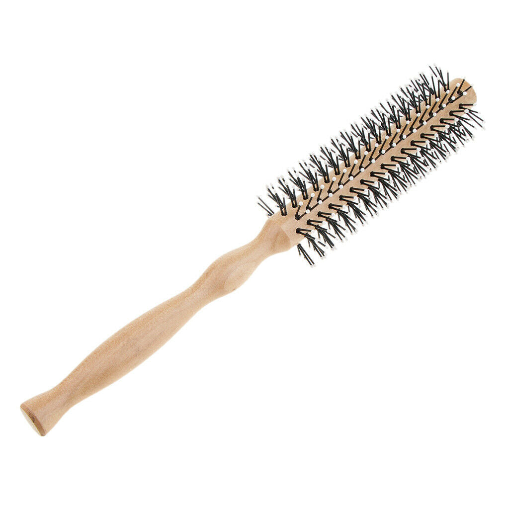 2Pcs Natural Antistatic Hair Round Detangling Volumizing Brush Rolled Comb
