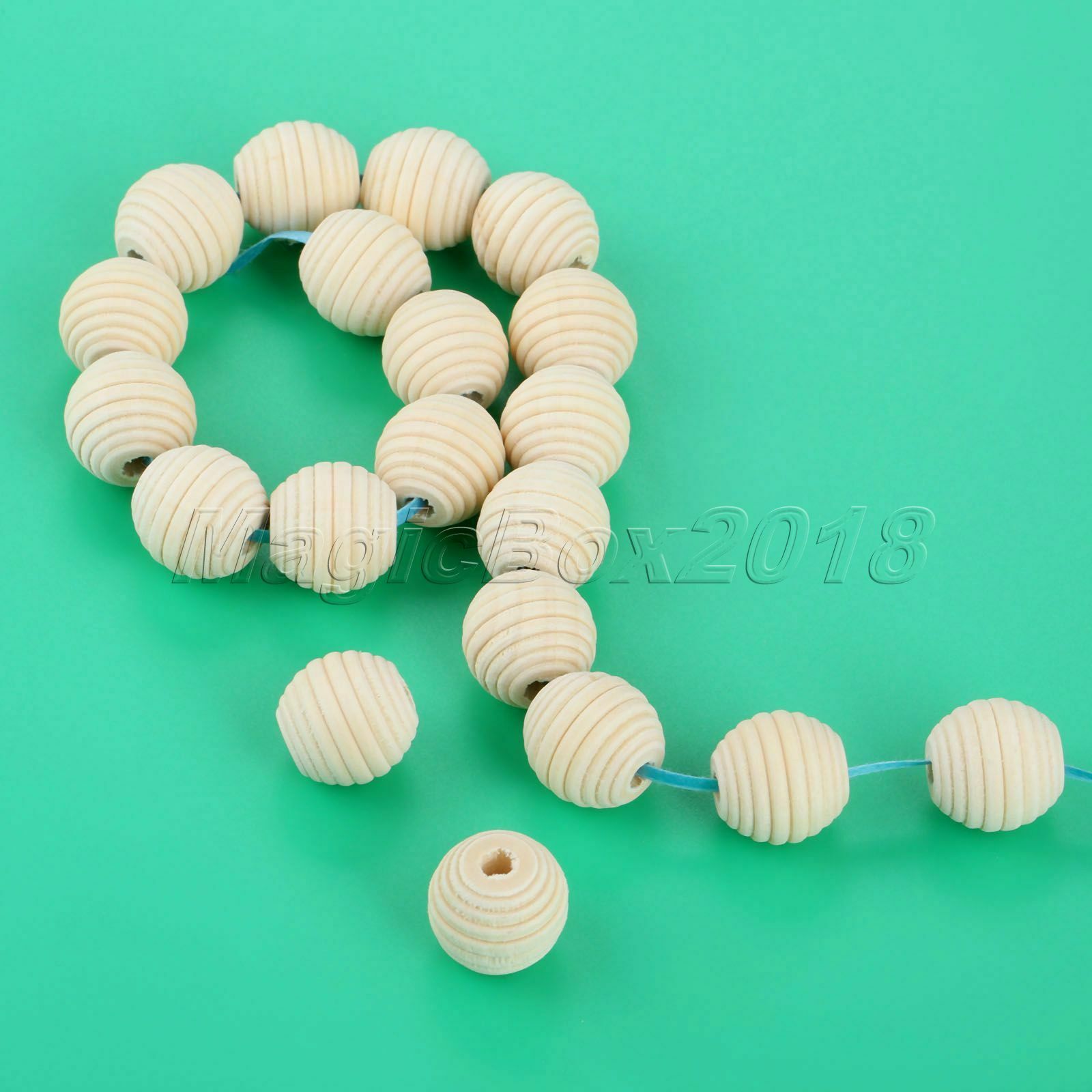 Round Beehive Wood Beads 20mm No Varnish Necklace Bracelet Making Baby Teether