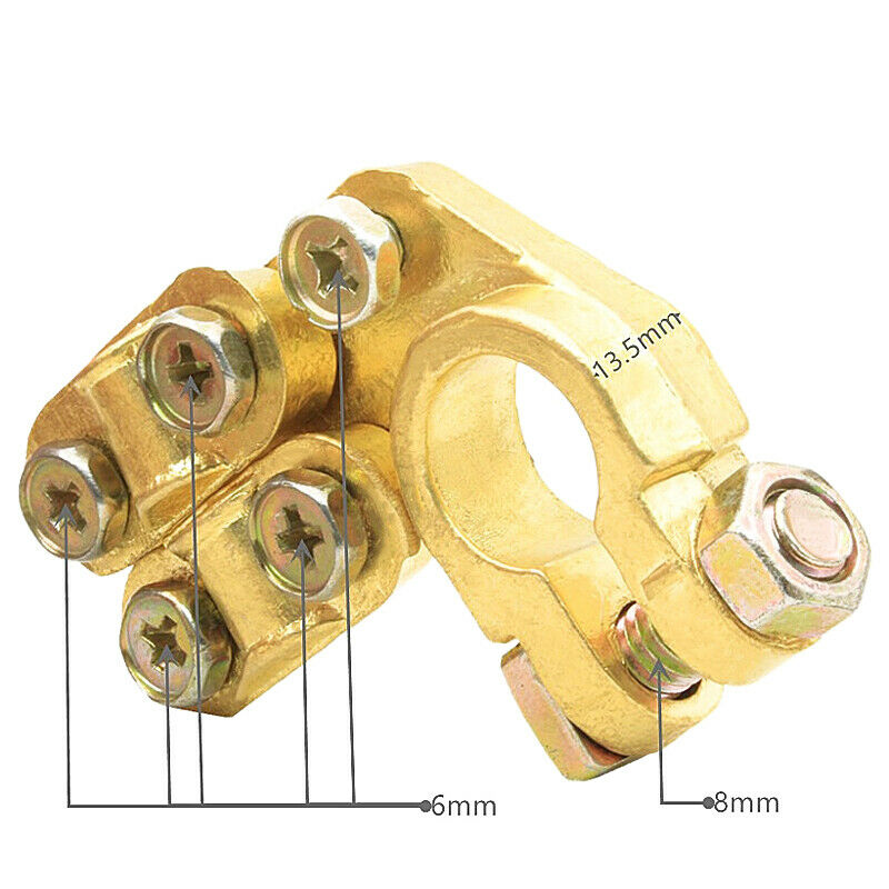 2x Solid Brass Heavy Duty Battery Top Post Cable Terminal Wire Terminals 5 Screw
