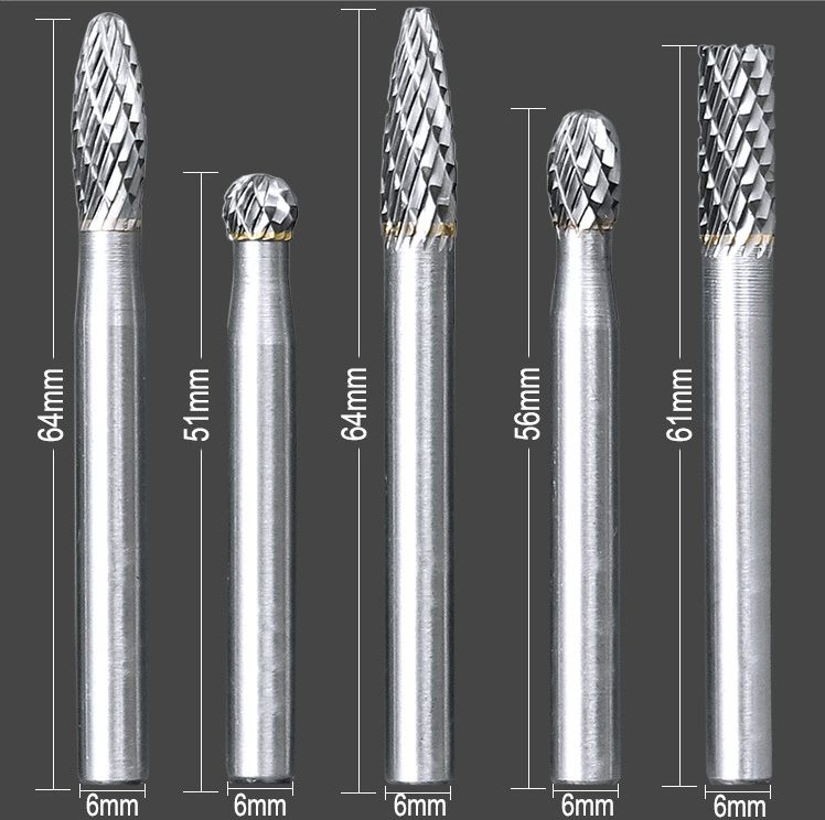 10PCS 6mm*6mm Metal Tungsten steel Accessories Grinding Head Bits Part Shank