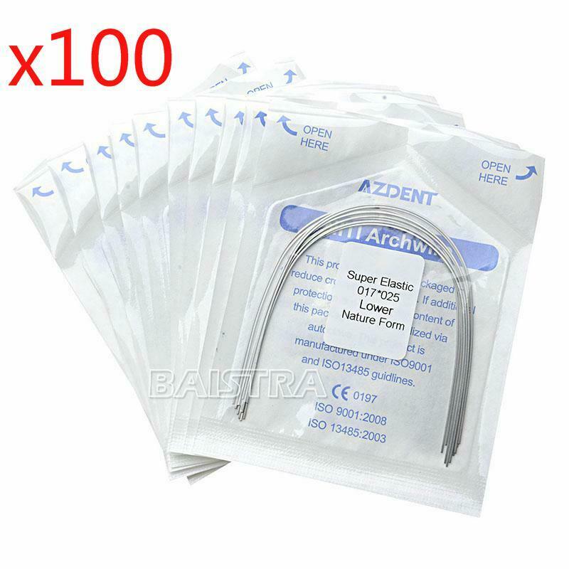 100X Dental Ortho Super Elastic Niti Rectangular Arch Wire 17X25 Lower Natural