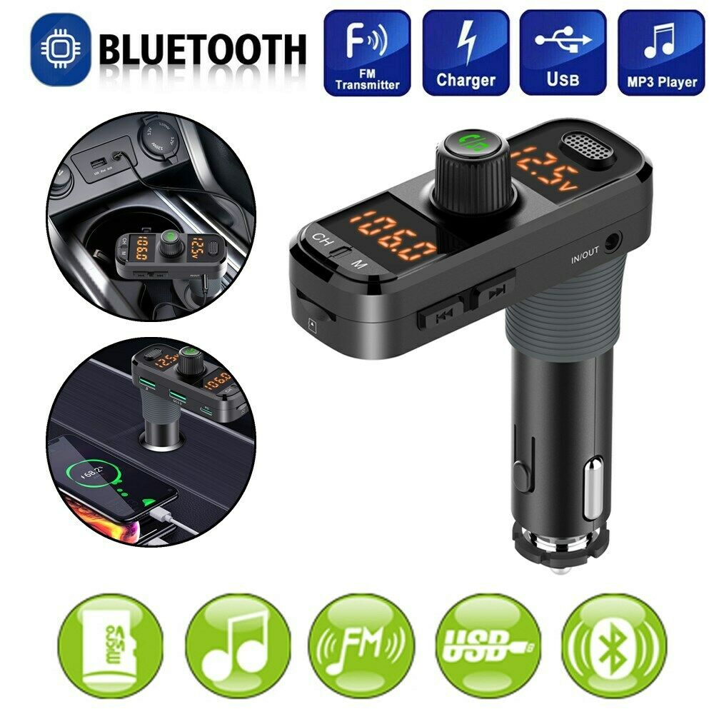 BC70 BT FM Transmitter Radio Audio Display MP3 Player Car QC3.0 PD USB Charger