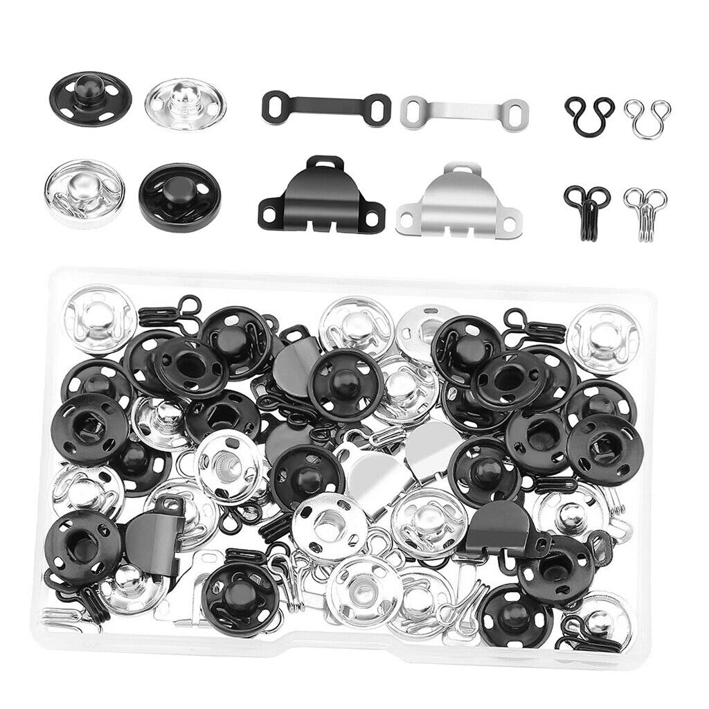 50 Pairs Skirt Hooks and Eyes Sewing Sew-on Snaps Buttons Closures for Trousers