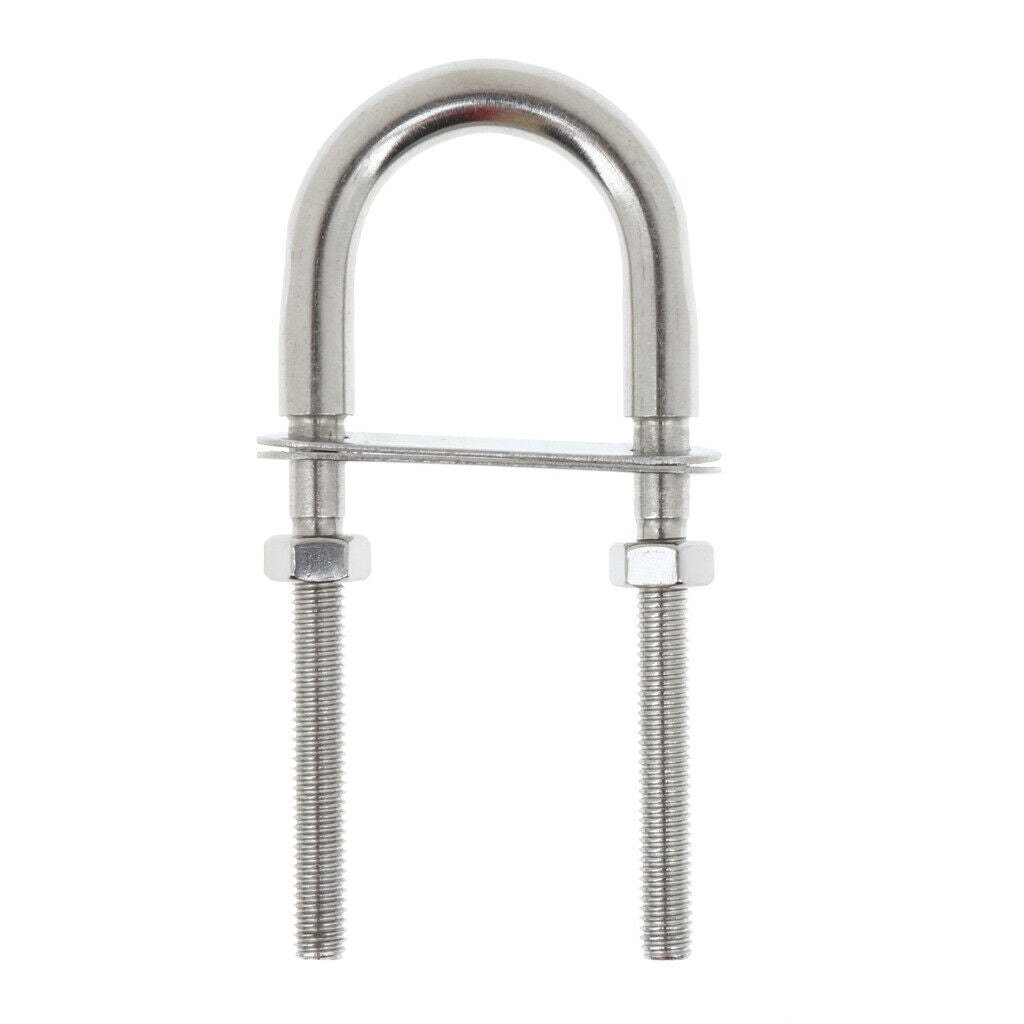 2 Pcs Marine Stainless Steel Heavy Duty Bow Eye with Safety Lock Nut (M6) Stock