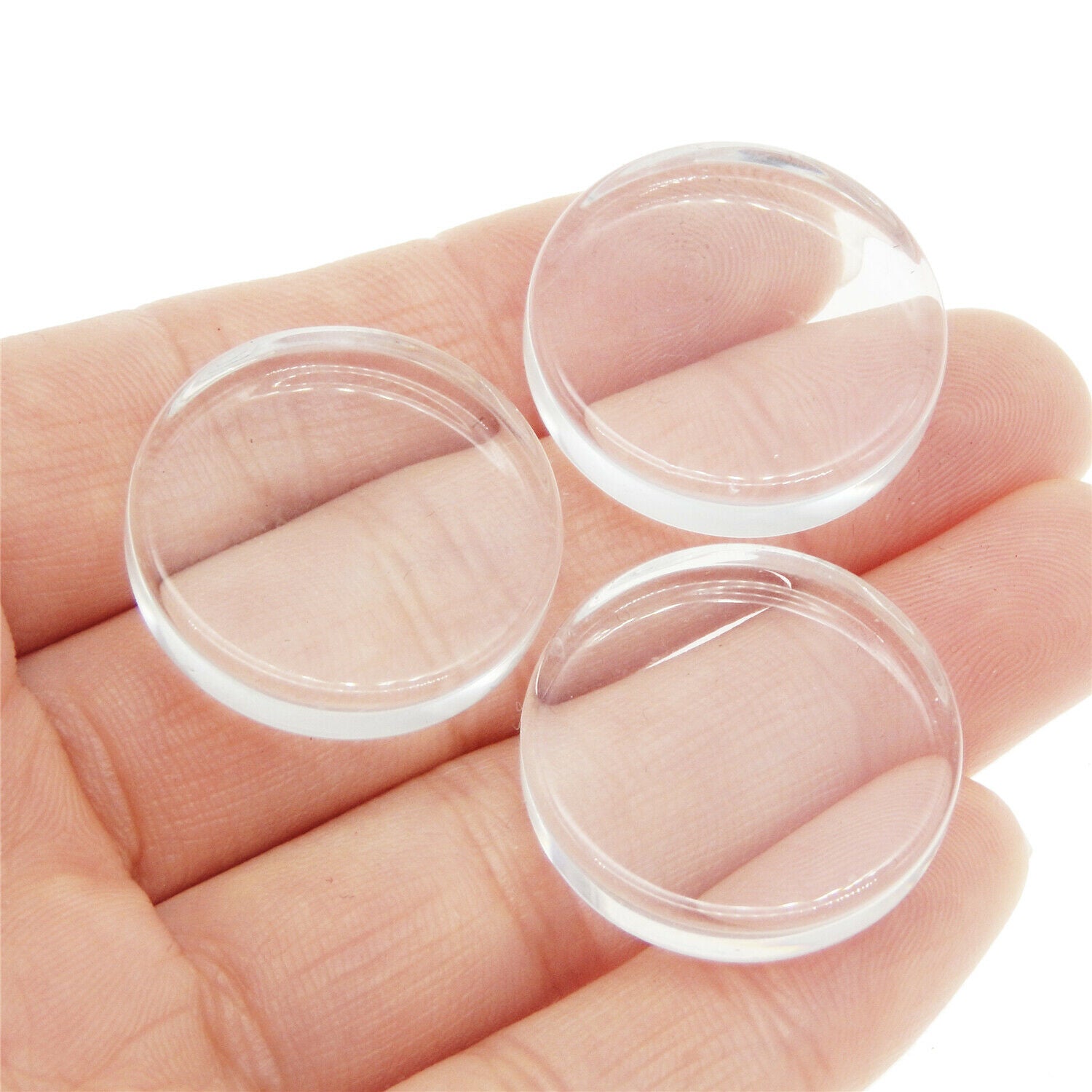 10pcs Round Glass Cabochons Clear Flat Time Gems Jewelry Making Art Craft 25*6mm