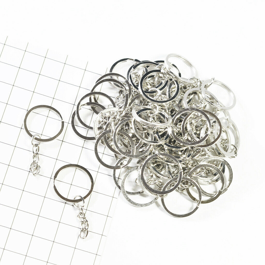 50Pcs Split Key Rings with Chain Bulk for DIY Accessories Arts Crafts 25mm/1"