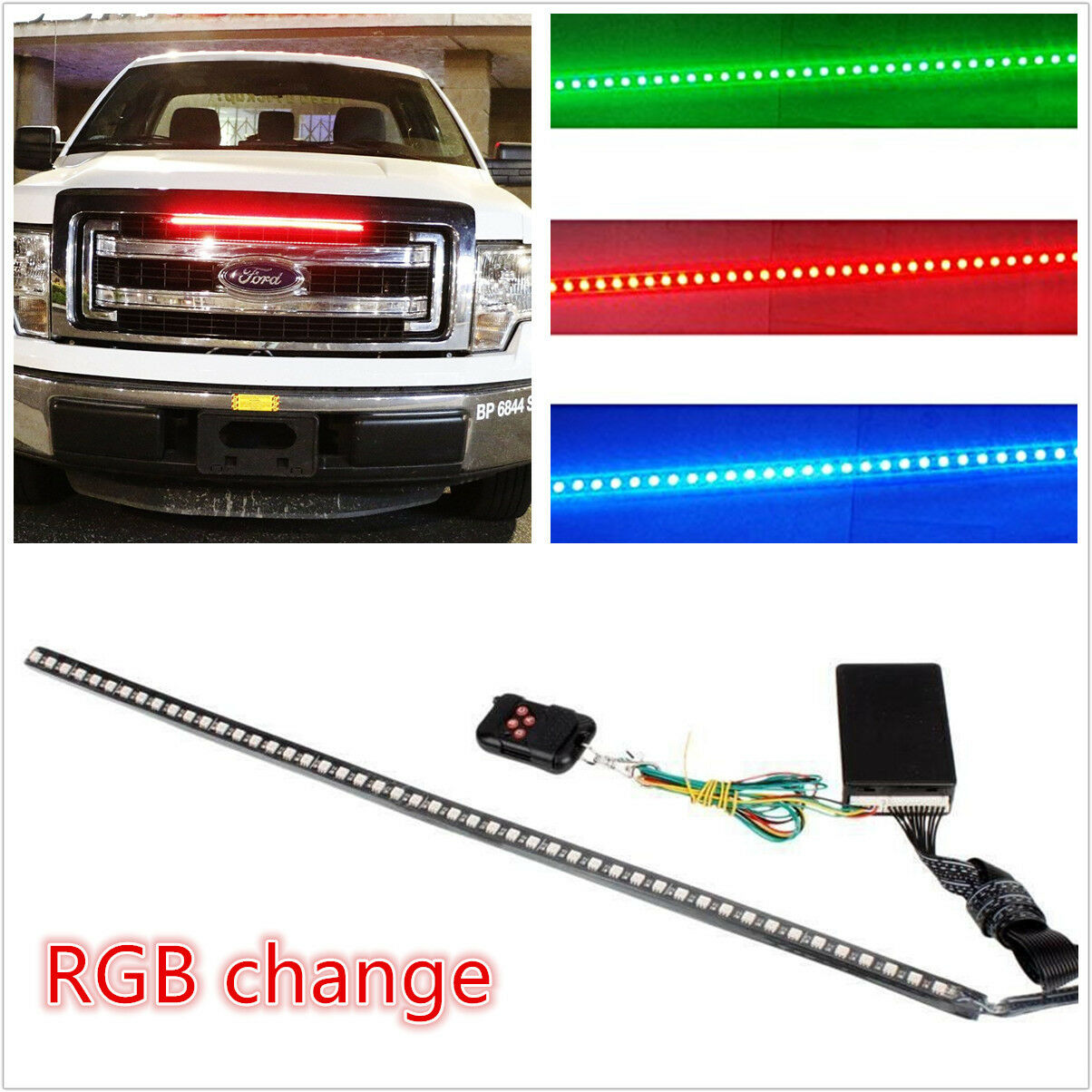 RGB 22IN 56CM 48 Led Light Strip Knight Rider Flash Strobe Scanner Neon Car SUV