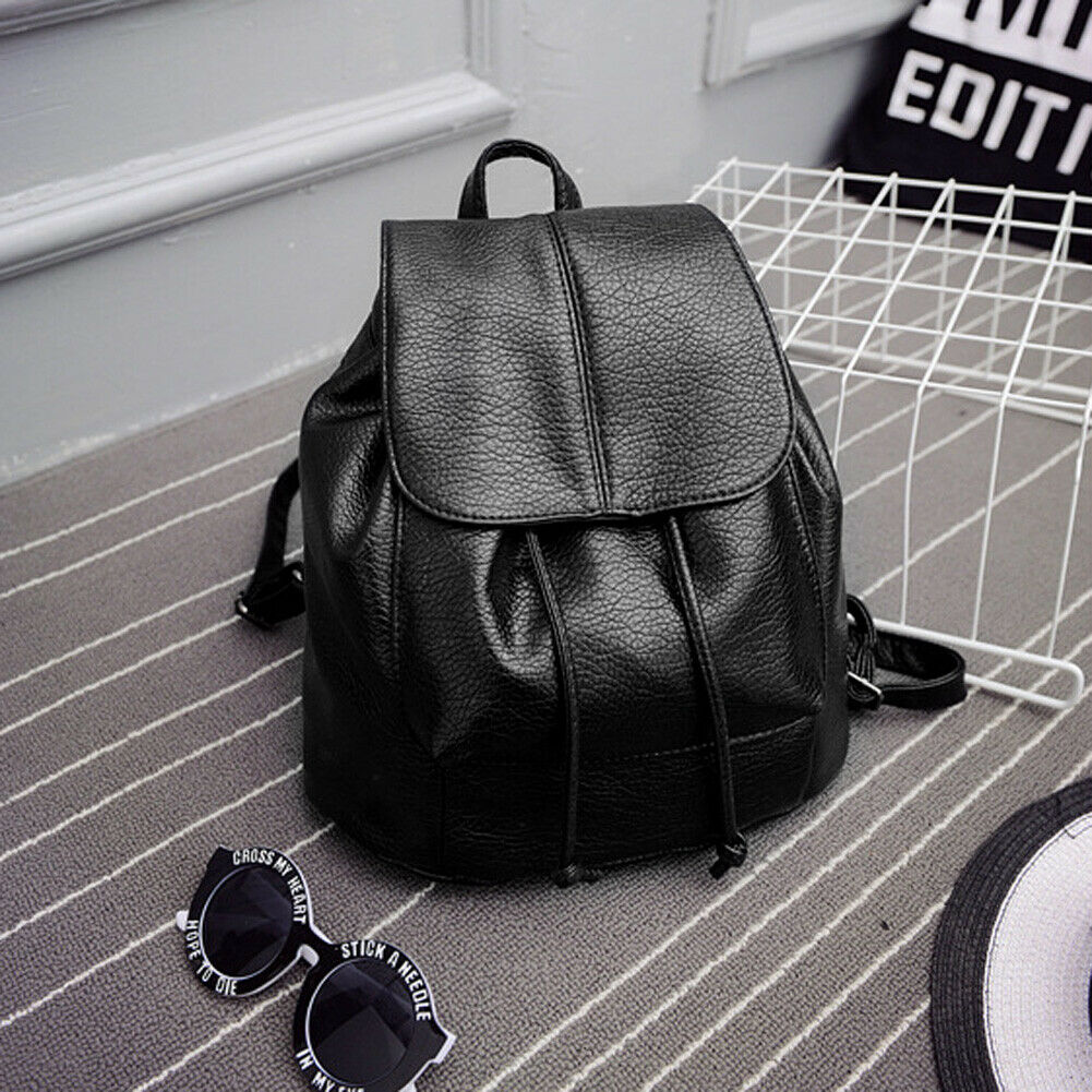 Leisure PU Leather Multi-Function Women Travel Backpack Schoolbag @