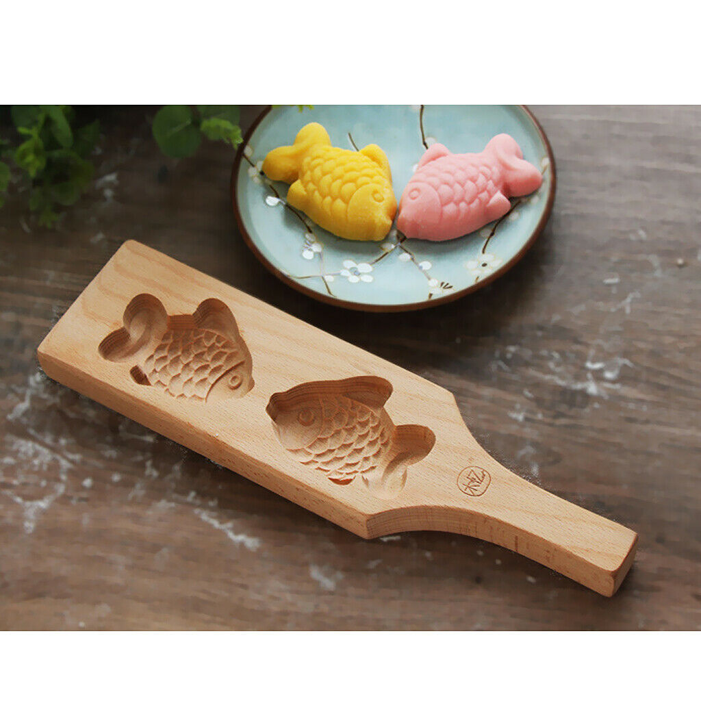 Handmade Fish Shape Wooden Mold And Mooncake Mold Cookie Molder Cakes Molds \\ T