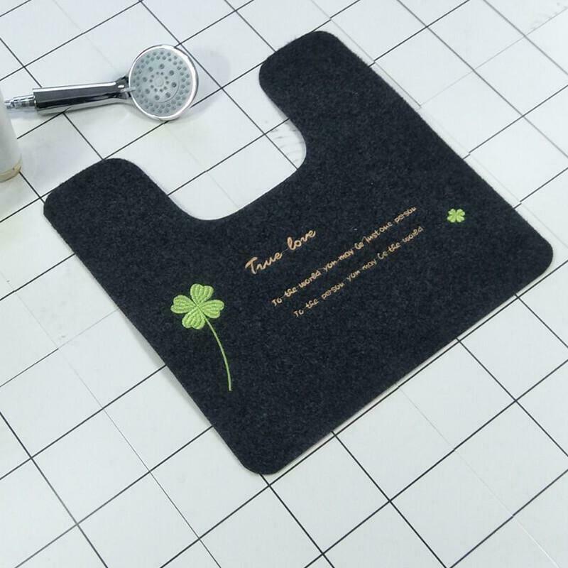 Home Bathroom Soft U-shaped Toilet Floor Rug Non-slip Cotton Doormat Rugs