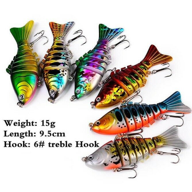 Durable Fishing ABS Wobblers Lures Multi Jointed Hard Baits Trolling Pike Carp S
